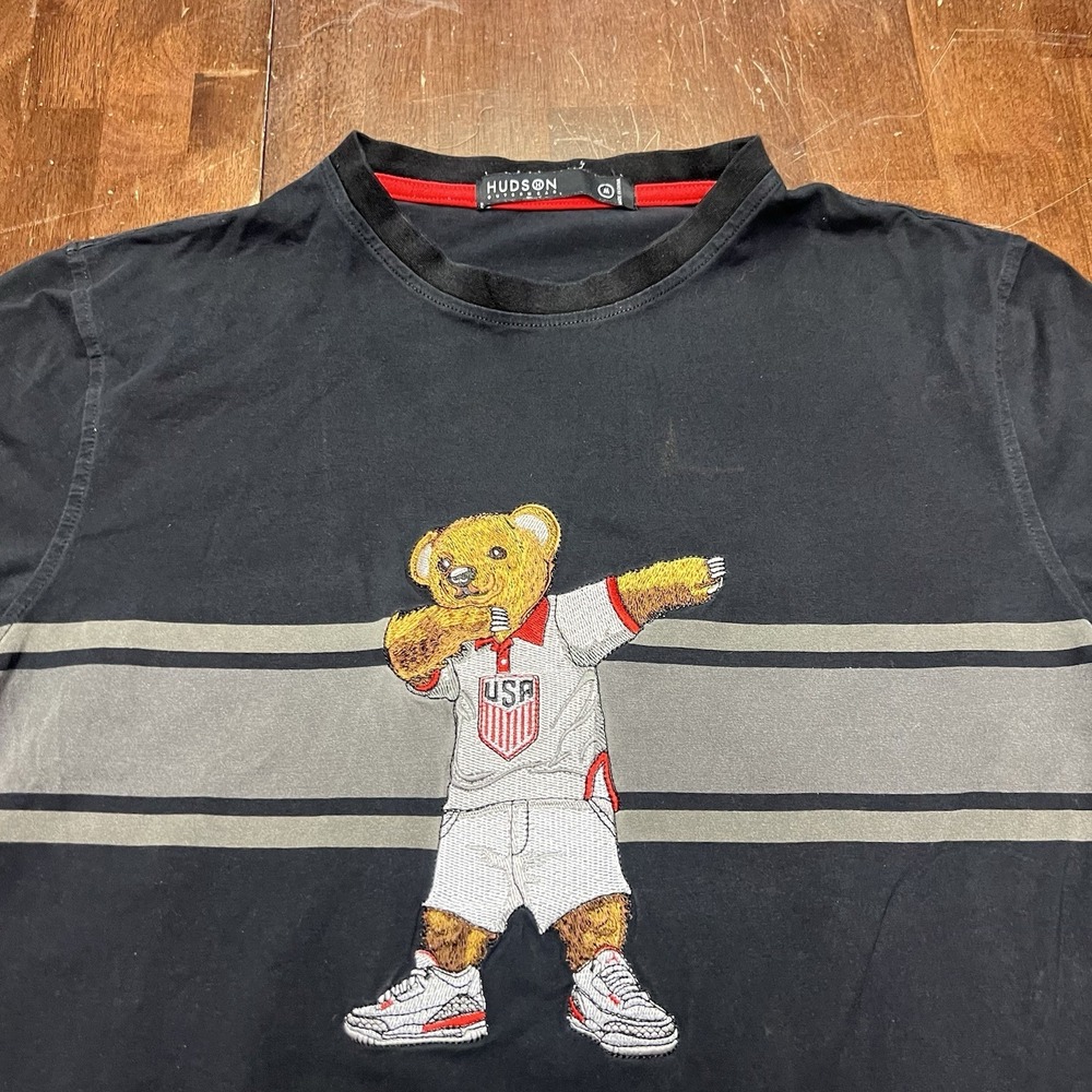 Hudson Outerwear Mens Size Medium Black Short Sleeve‎ T Shirt Hype Dap Bear USA